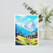 Adelboden Schweiz Vintage Reise Illustration Postkarte (Stehend Vorderseite)