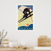 Adelboden Schweiz Vintage-Skiposter Poster (Küche)