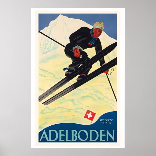 Adelboden Switzerland Vintage Ski Poster (Vorne)