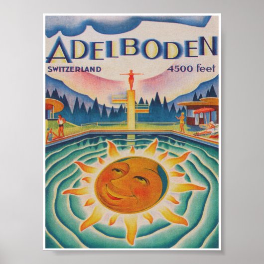 Adelboden Switzerland Vintage Travel Poster (Vorne)