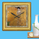 Adele, Goldfrau, Gustav Klimt, Gerahmte Leinwand Quadratische Wanduhr