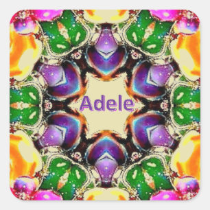 ADELE ~ Helles Abstraktes Muster ~ Personalisiert Quadratischer Aufkleber