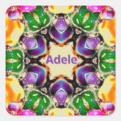 ADELE ~ Helles Abstraktes Muster ~ Personalisiert Quadratischer Aufkleber (Vorderseite)