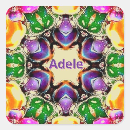 ADELE ~ Helles Abstraktes Muster ~ Personalisiert Quadratischer Aufkleber (Vorderseite)