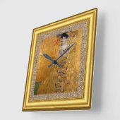 Adele, Lady in Gold, Gustav Klimt, Burlap, Gerahmt Quadratische Wanduhr (Winkel)