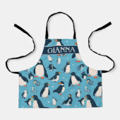 Adelie Penguin Pastel farbenfrohe Muster Schürze (Vorderseite)