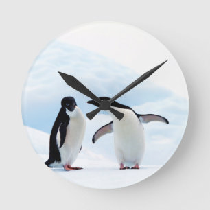 Adelie Penguins Runde Wanduhr