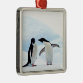 Adelie Penguins Silbernes Ornament (Rechts)