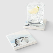 Adelie Penguins Steinuntersetzer (Seitenansicht)