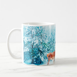 Adelige Hirschfamilie in einem schneebedeckten Win Kaffeetasse