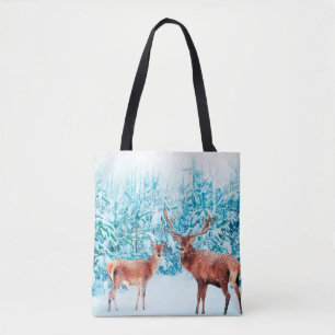 Adelige Hirschfamilie in einem schneebedeckten Win Tasche