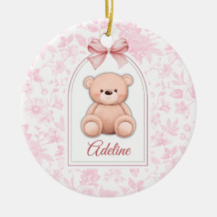 Adeline Benutzerdefiniertes rosa Teddy-Bär-Kinde Keramik Ornament