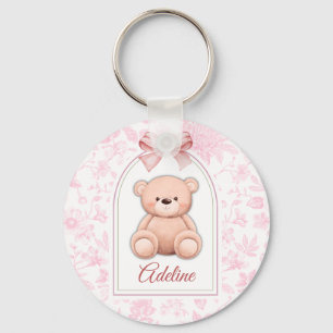 Adeline Benutzerdefiniertes rosa Teddy-Bär-Kinde Schlüsselanhänger