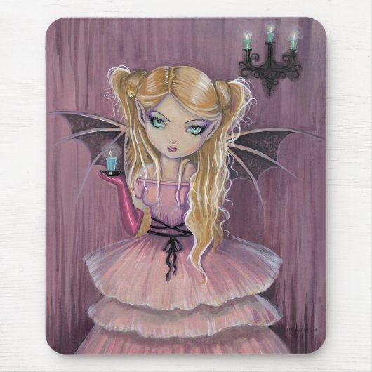 Adeline in Pink Little Goth Vampire Fairy Mousepad (Vorne)