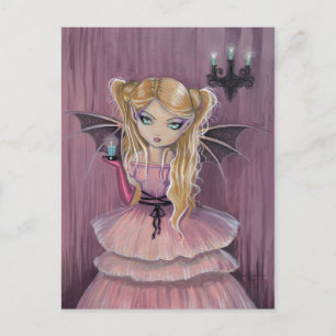 Adeline in Rosa Gothic Vampir Fee Postkarte