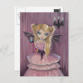 Adeline on Pink Gothic Vampire Fairy Postcard Postkarte (Vorne/Hinten)