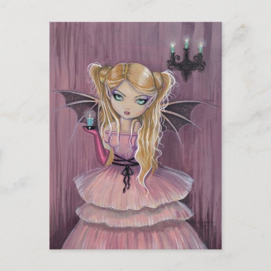 Adeline on Pink Gothic Vampire Fairy Postcard Postkarte (Vorderseite)