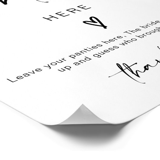 ADELLA Drop Your Panties Bachelorette Game Sign Poster (Ecke)