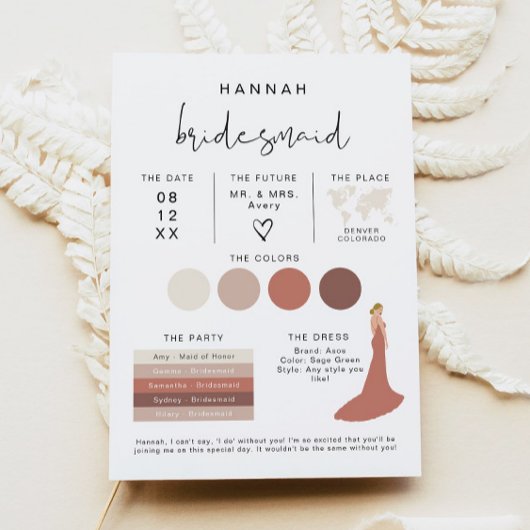 ADELLA Edgy Modern EDITABLE Bridesmaid Info Card Einladung