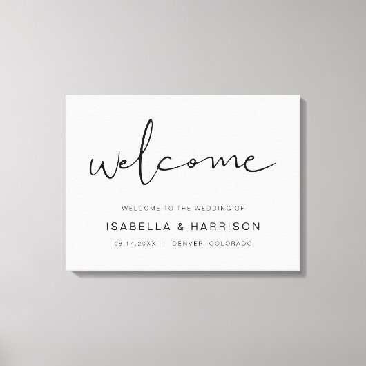 ADELLA Edgy Moderne Minimalistische Hochzeit Willk Leinwanddruck (Vorderseite)