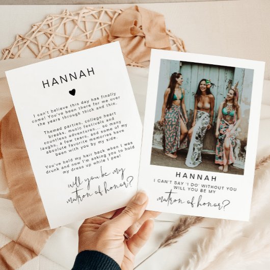 ADELLA Minimal Foto Matron of Honor Vorschlag Einladung