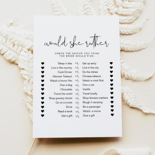 ADELLA Minimal würde sie eher Bridal Game Card Einladung