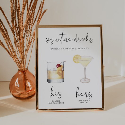 ADELLA Minimaler Cocktail Signature Drink Poster