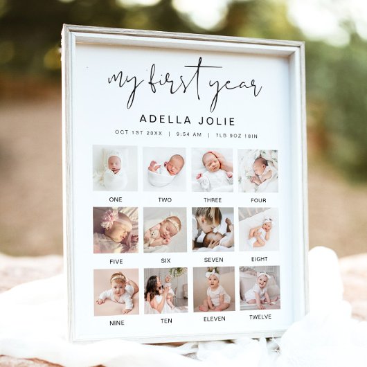 ADELLA Minimalistisch Boho Erstes Jahr Foto Meilen Poster