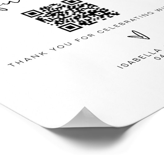 ADELLA Minimalistisch Honeymoon Fund Wedding Sign Poster (Ecke)