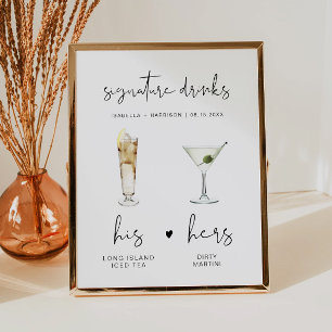 ADELLA Minimalistisch Signature Drink Hochzeit Bar Poster