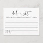 ADELLA Modern Minimal Date Night Idee Kartenspiel Begleitkarte (Vorderseite)