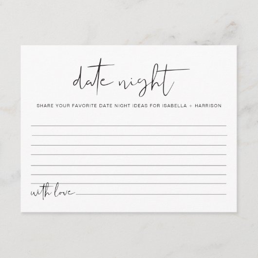 ADELLA Modern Minimal Date Night Idee Kartenspiel Begleitkarte (Vorderseite)