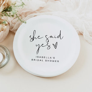 ADELLA Modern Minimal Sie sagte Ja Brautparty Pappteller