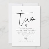 ADELLA Modern Minimalist Zwei Foto 2. Geburtstag Einladung (Vorderseite)