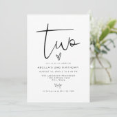 ADELLA Modern Minimalist Zwei Foto 2. Geburtstag Einladung (Stehend Vorderseite)