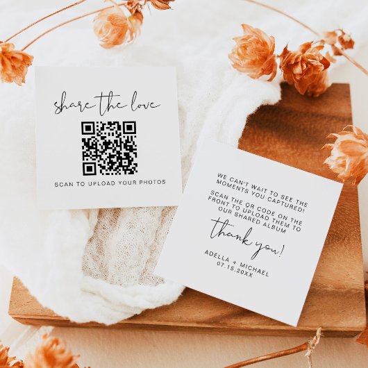 ADELLA Modern Share the Liebe QR Code Table Cards Mitteilungskarte