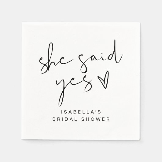 ADELLA Moderne Minimal sagte sie ja Brautparty Serviette (Vorderseite)