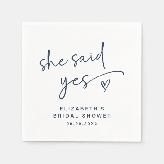 ADELLA Moderne Minimal sagte sie ja Brautparty Serviette (Vorderseite)