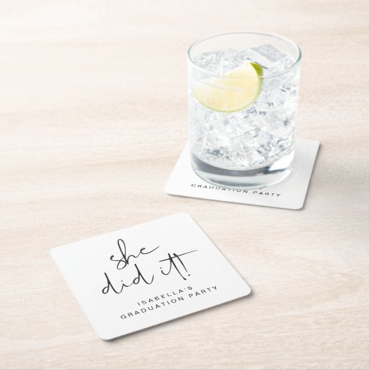 ADELLA Moderne Minimal sie machte es Graduierungsp Rechteckiger Pappuntersetzer (Vor Ort)