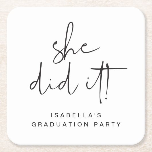 ADELLA Moderne Minimal sie machte es Graduierungsp Rechteckiger Pappuntersetzer (Vorderseite)