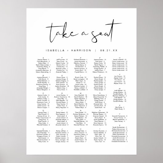 ADELLA Moderne, Minimalistische Alphabetische Sitz Poster (Vorne)