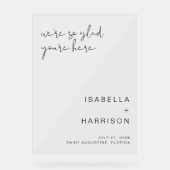 ADELLA Moderne Minimalistische Hochzeit Willkommen Acrylschild (Vorderseite)