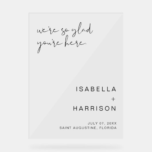 ADELLA Moderne Minimalistische Hochzeit Willkommen Acrylschild (Vorderseite)