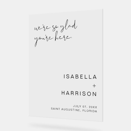 ADELLA Moderne Minimalistische Hochzeit Willkommen Acrylschild (Winkel)