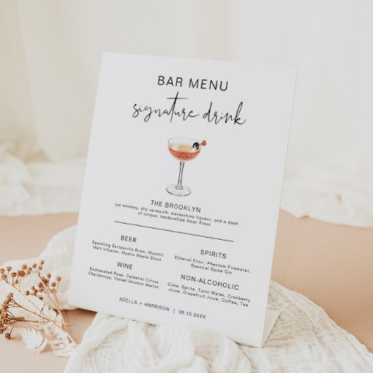 ADELLA Modernes Cocktail Signature Drink Bar Menu Sockelschild