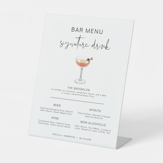 ADELLA Modernes Cocktail Signature Drink Bar Menu Sockelschild (Vorderseite)