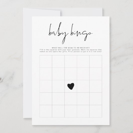 ADELLA Modernes Minimalistisches Babydusche Bingo Einladung (Vorderseite)