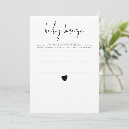 ADELLA Modernes Minimalistisches Babydusche Bingo  Einladung (Stehend Vorderseite)