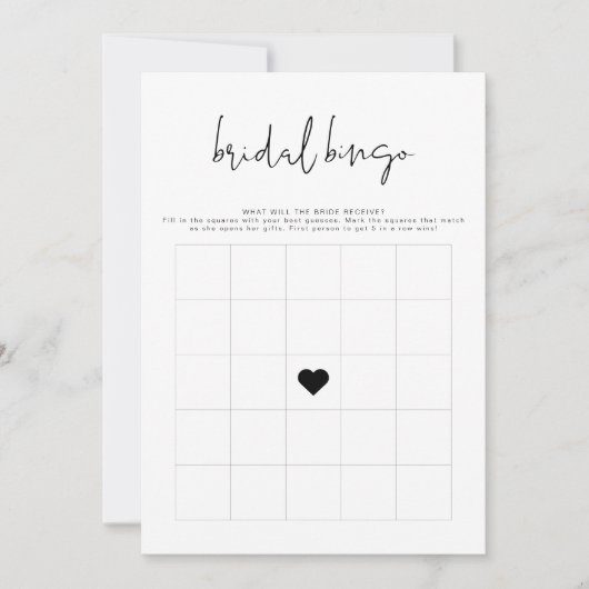 ADELLA Modernes Minimalistisches Brautparty Bingo Einladung (Vorderseite)