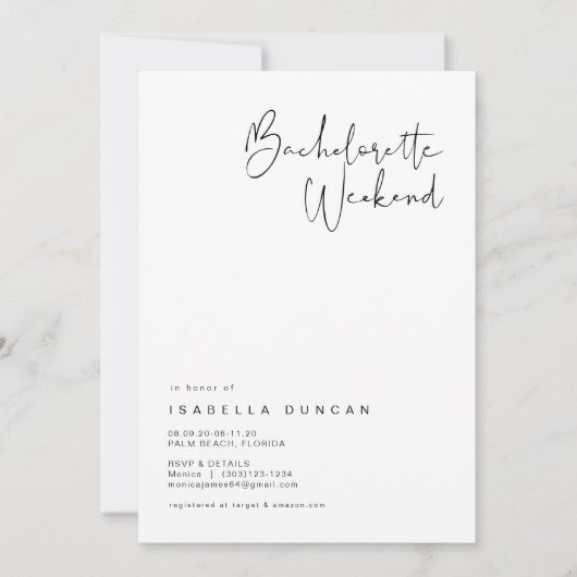 ADELLA - Modernes Minimalistisches Wochenende am B Einladung (Vorderseite)